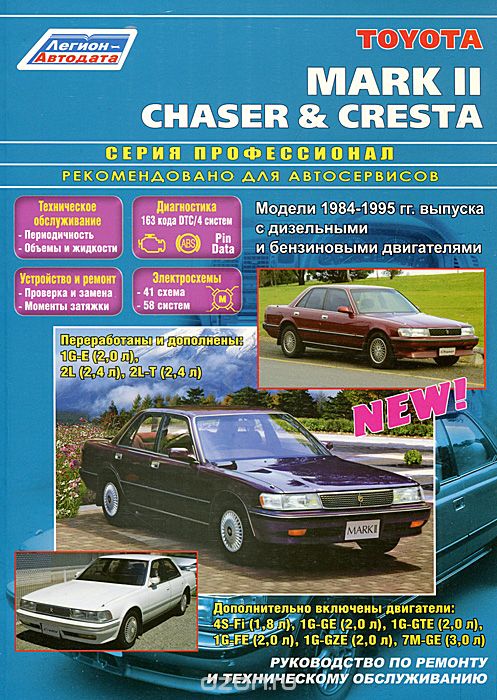 Toyota Mark II, Chaser & Cresta. Модели 1984-1995 гг. выпуска с дизельными и бензиновыми двигателями. Руководство по ремонту и техническому обслуживанию