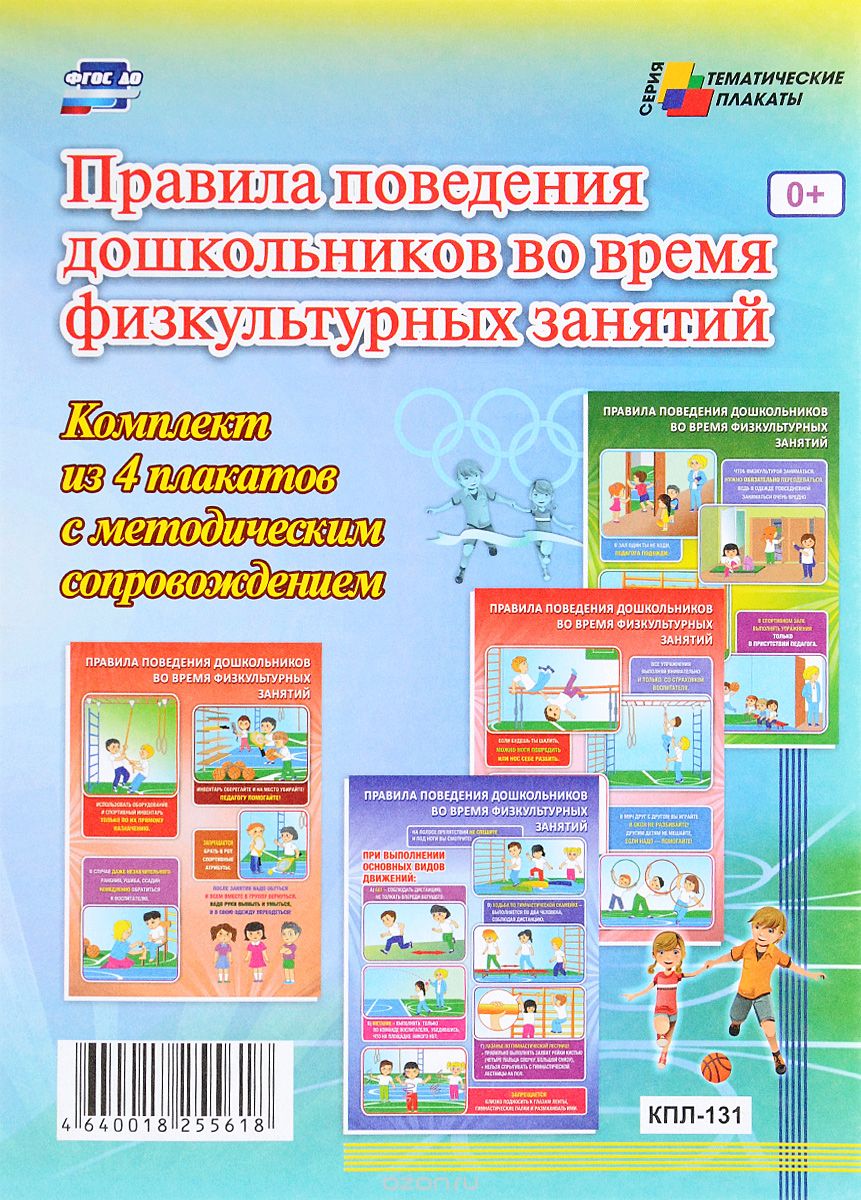 Правила поведения дошкольников во время физкультурных занятий (комплект из 4 плакатов)